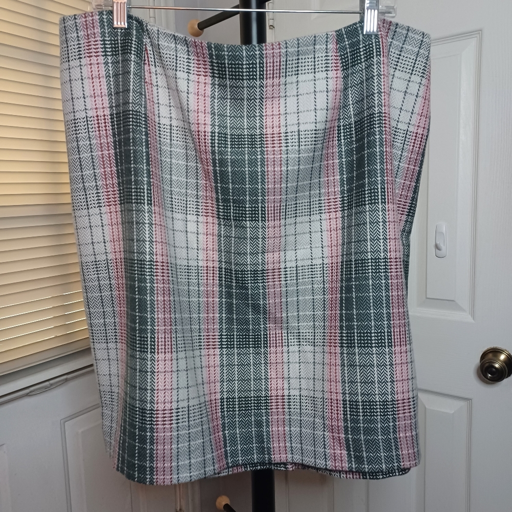Talbots Pink and Gray Wool Blend Skirt Stretch Waist Women's 18 Petite
